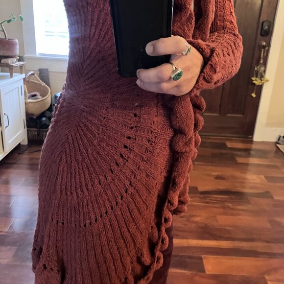Boho knitted cardigan sweater. - Picture 7 of 10